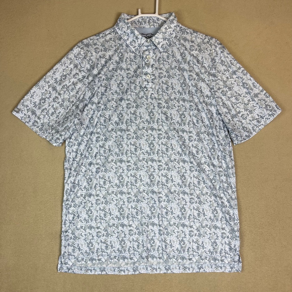 Straight Down Performance Mens Polo Shirt Size M Floral Print Short Sleeve